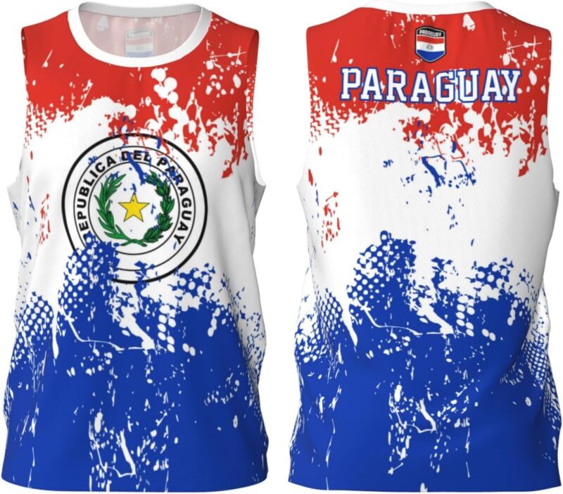 Maillot de basket-ball avec motif drapeau du Paraguay - Impression 3D, Noir , M