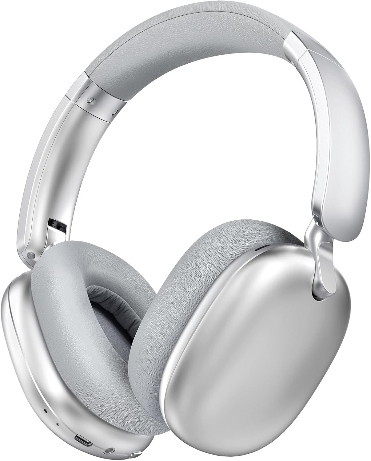 Casque Audio C6 à réduction Active du Bruit, Casque Bluetooth Supra-auriculaire sans Fil, Design Pliable léger, Oreillettes Confortables avec Basses Profondes, avec Micro Argent