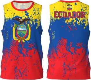 Maillot de basket-ball avec motif drapeau de l'Équateur - Maillot de basketball - Impression 3D complète