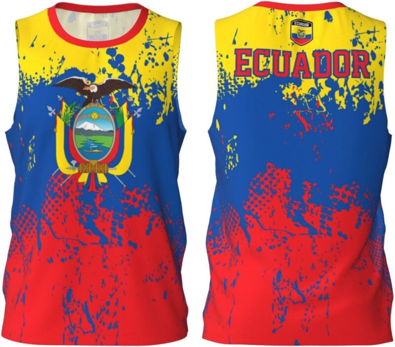 Maillot de basket-ball avec motif drapeau de l'Équateur - Maillot de basketball - Impression 3D complète
