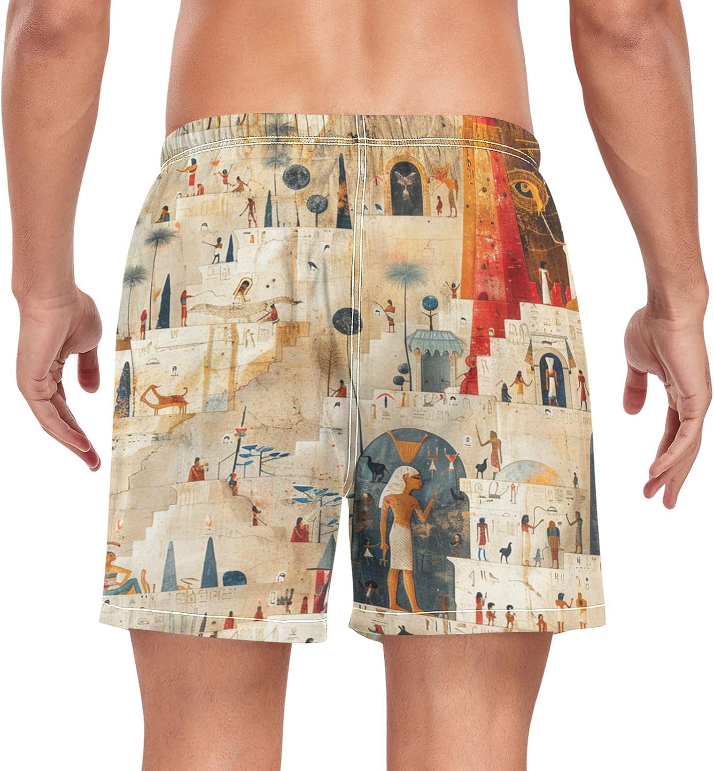 Art Ancien Egypte Jaune Homme Short de Bain Plage Maillot de Bains Respirant Séchage Rapide Beach Shorts - Image 2