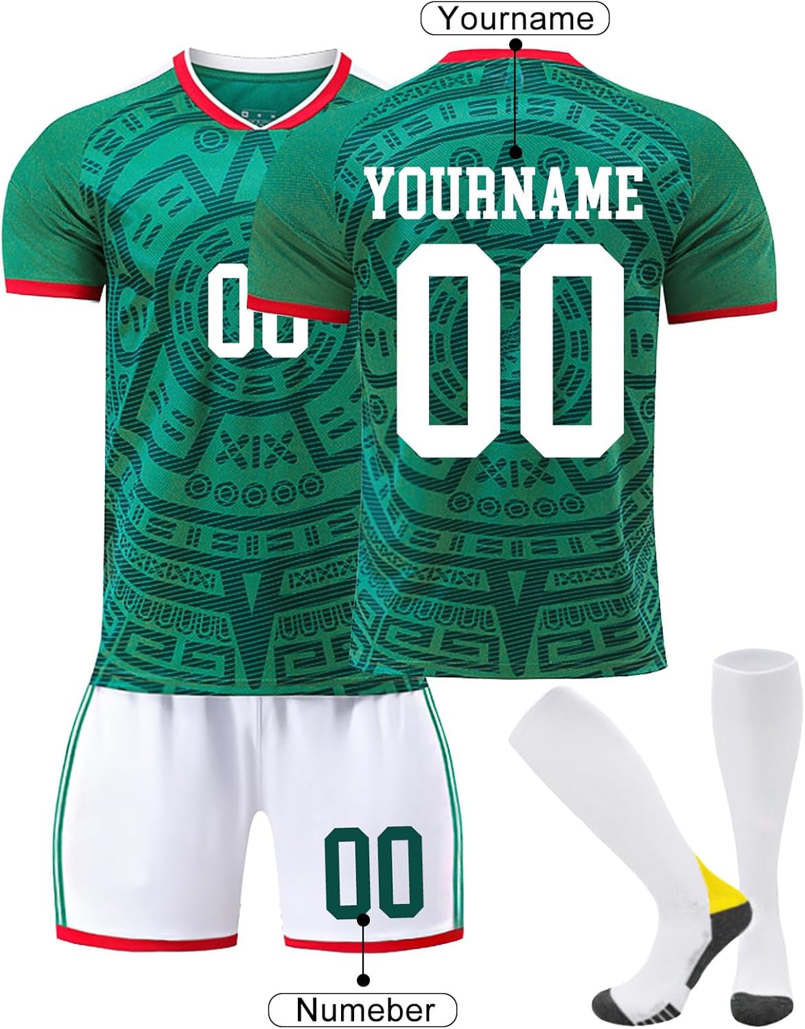 Coupe Monde 2026 Maillot Football Personnalisé avec Nom Nombre, Coupe Monde 2026 Ensemble Football Entraînement Tee Shirt Short et Chaussettes Respirant pour Garçon et Homme,Cadeau Garcon - Image 2