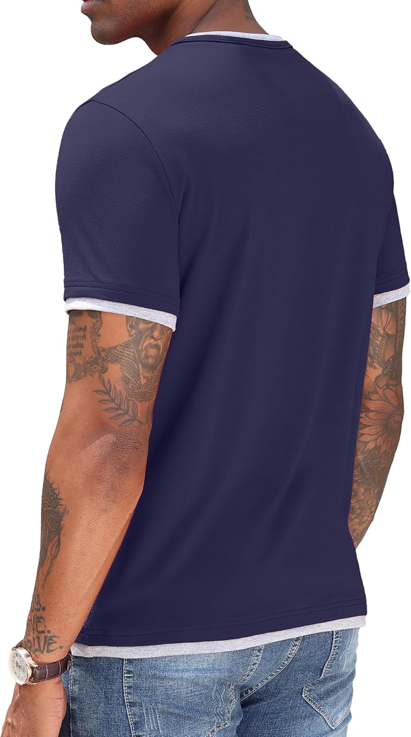 Hisir T-shirts pour hommes Henley Été Manches Courtes Col Rond T-shirt Hommes Décontracté Classique Slim Fit Basique Hauts - Image 3