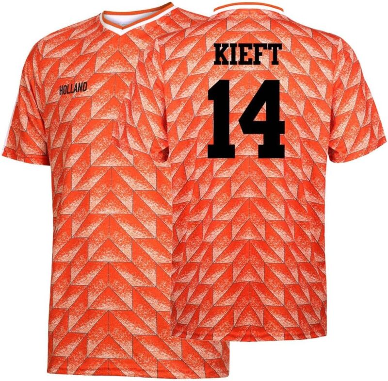 EK 88 Maillot de Football Kieft - Équipe Nationale des Pays-Bas - Orange - Enfants et Adultes
