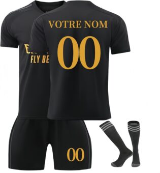 Maillot de Foot Enfant Personnalisé 2024/2025 Ensemble de Maillots Domicile/Extérieur avec DIY Votre Nom Numéro,Tenues de Sport GarçOns avec Short et Chaussettes,Cadeaux de Foot Enfant et Homme