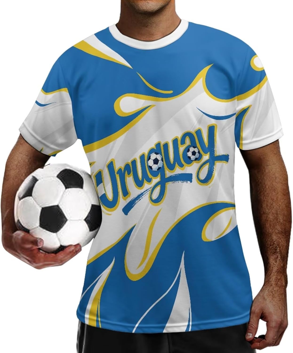 Uruguay – Maillot de football athlétique pour hommes, maillots de football élastiques et respirants pour fans de la Coupe du monde 2026, hauts à manches courtes, tailles S à 4XL