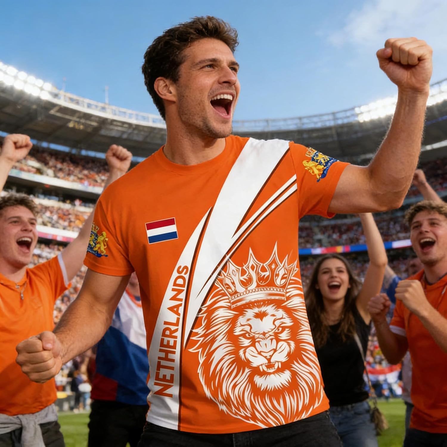 T-shirt de fan de football des Pays-Bas 2026, imprimé drapeau national, respirant, séchage rapide, sport, décontracté, pour homme, femme, enfant - Image 2