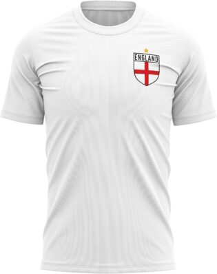 815mUXeH5YS._AC_SL1500_.jpg T-shirt rétro avec drapeau de l'Angleterre - Pour supporter de l'équipe de football de l'Europe 2021 - Rouge et blanc - Pour homme - Tournament anglais 2020