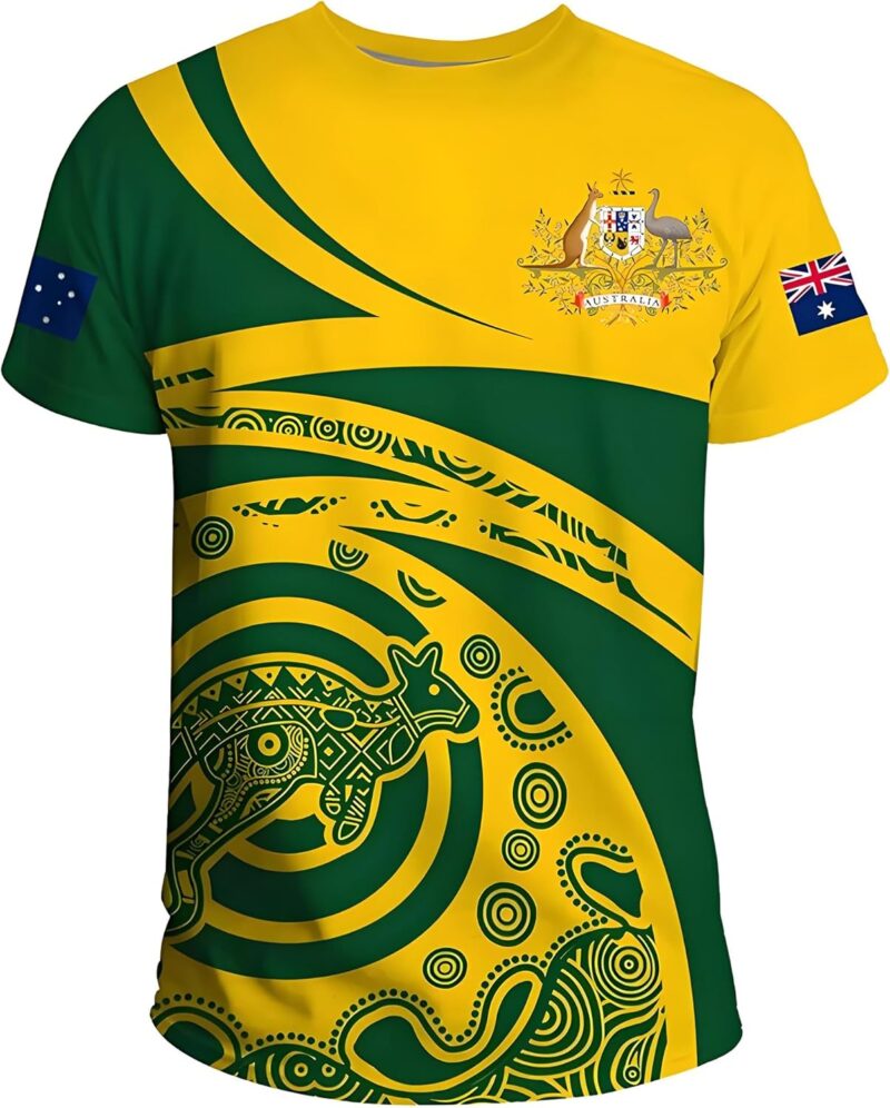 2026 Australia T-shirt fan de football drapeau national imprimé 3D respirant séchage rapide sport décontracté homme femme adolescent enfants