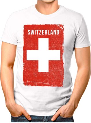 81HvKg58PdL._AC_SL1500_.jpg OM3® - Drapeau de la Suisse - Vintage - T-shirt pour homme | Suisse drapeau de football maillot de sport | S à 4XL