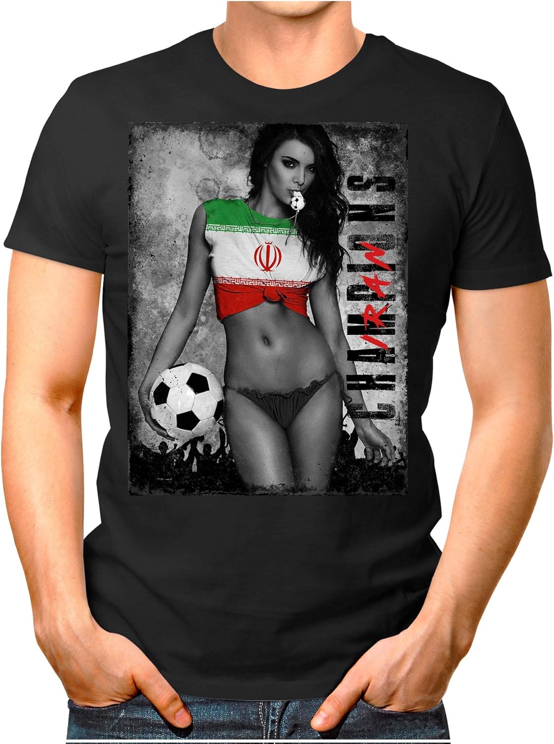 OM3 - Champions – T-shirt pour homme avec drapeau du pays – T-shirt sexy pour femme – Maillot de football vintage noir S – 4XL