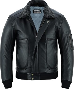 Bohmberg Hommes Veste En Cuir Veste D'hiver Pilote Veste Aviateur Veste En Cuir Véritable Bomber Veste Flying Jacket