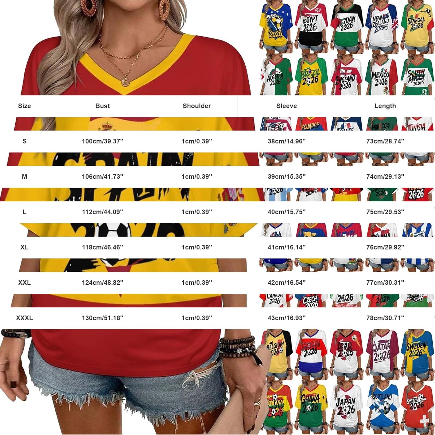 Maillot de Foot 2026 Tee Shirt Femmes T-Shirt Fan Musique Mode Streetwear Impression 3D Haut Plusieurs Modèles Disponibles Cadeaux pour Fans T Shirt d'été pour Les Fans de Football Maillot Supporter - Image 4