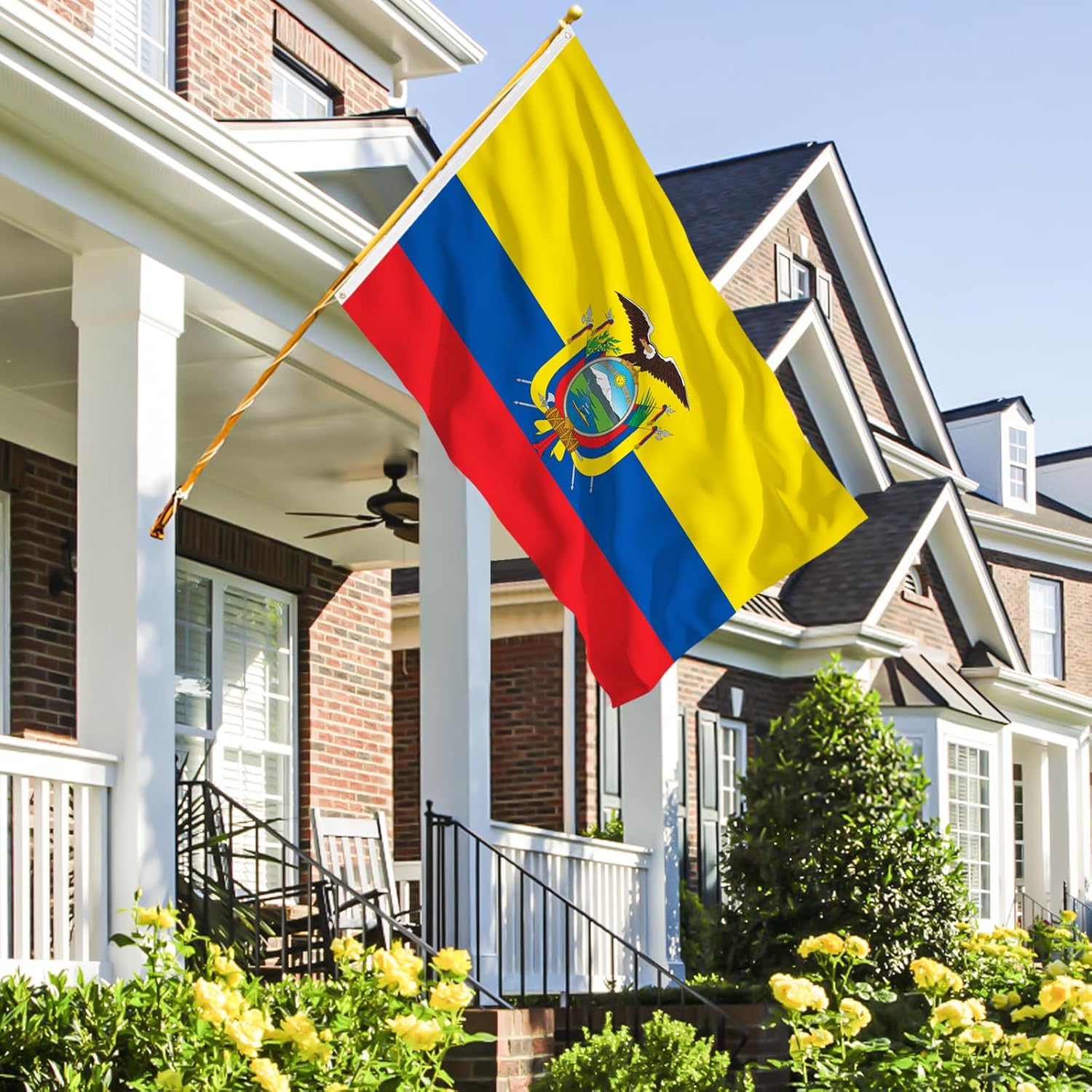 AhfuLife Grand Drapeau Équateur 90×150cm, 1pcs Drapeau Équatorien Double Face avec œillets en Laiton Polyester pour 2026 Coupe du Monde, Fête Nationale, Jardin Decor - Image 3