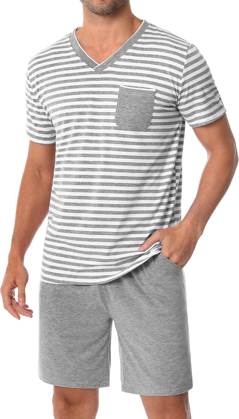 Pyjama Homme Été Ensembles de Pyjama Homme Coton Vêtements de Détente Deux Pièces Confortable Doux S-4XL