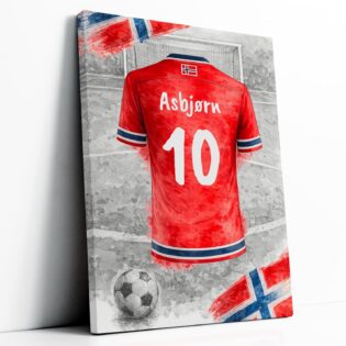 81XU6zPSxAL._AC_SL1500_.jpg Poster personnalisé football avec prénom et numéro avec ou sans Cadre Maillot équipe nationale Affiche Toile Plexiglas Tableau Déco murale enfant ado adulte Cadeau personnalisé Noël fan (Norvège)