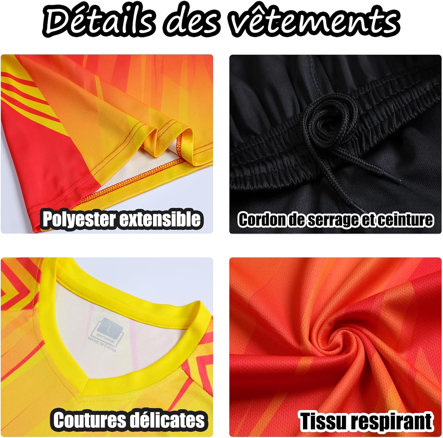 OPUTWDF Ensemble Foot Enfant Personnalisé Maillot de Foot Enfant Nom Personnalisé Numéro Logo - Image 3