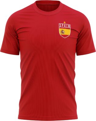 81pgcZHWVlS._AC_SL1500_.jpg Spanish Football Jersey - Mens T-Shirt with Spain Flag Badge - Retro European Country Football 2021 2020 Supporters Red 1920 T Shirt for Him - Spanish Tournament Football Top