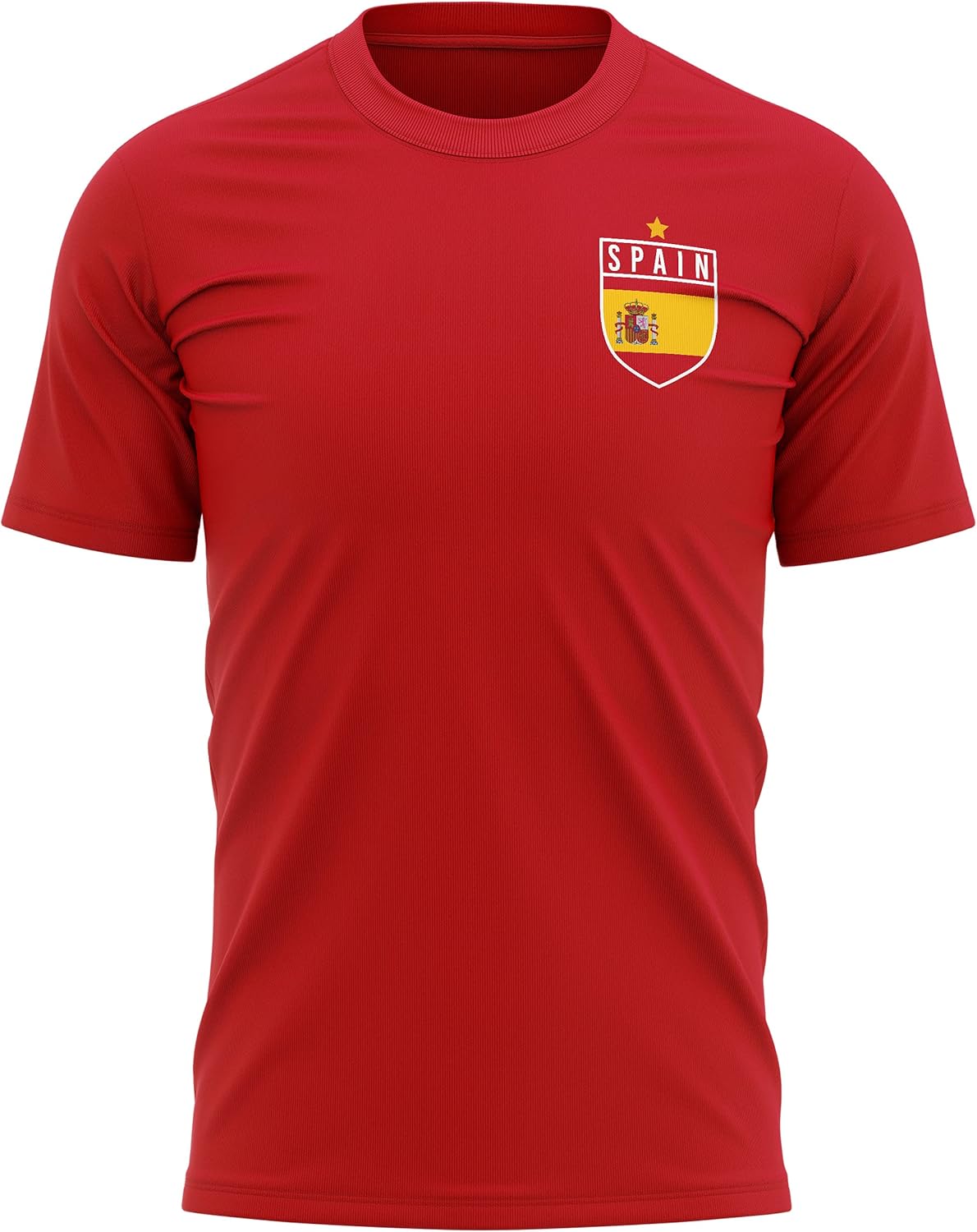 Spanish Football Jersey - Mens T-Shirt with Spain Flag Badge - Retro European Country Football 2021 2020 Supporters Red 1920 T Shirt for Him - Spanish Tournament Football Top