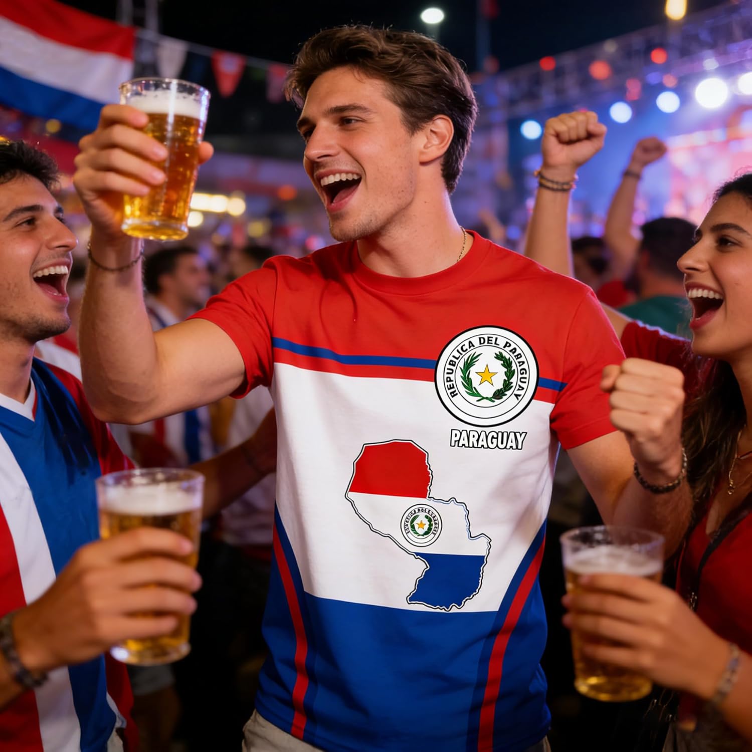T-shirt de fan de football Paraguay 2026 - Motif drapeau national - Impression 3D - Sport décontracté - Séchage rapide - Respirant - Pour homme, femme et enfant - Image 2