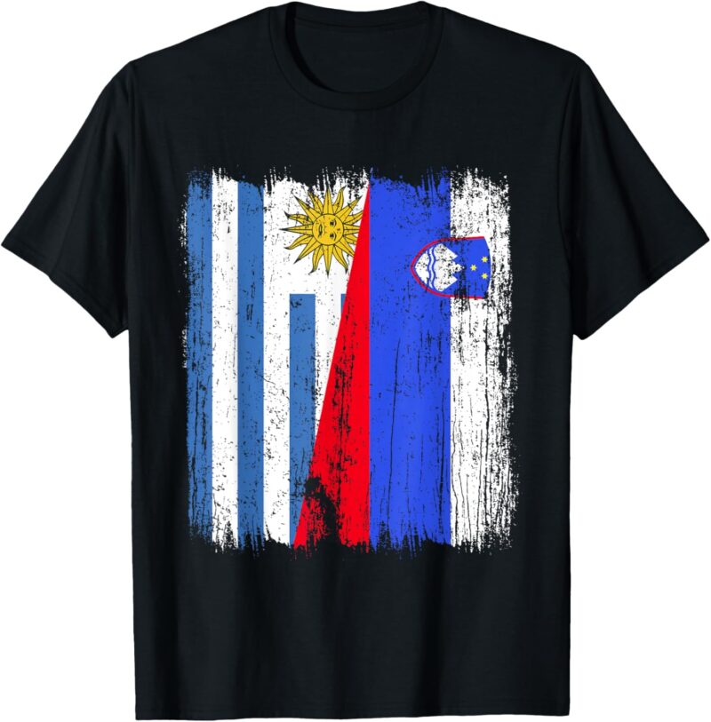 Maillot Uruguay Slovénie demi-drapeau Uruguayan Slovenian Pride T-Shirt